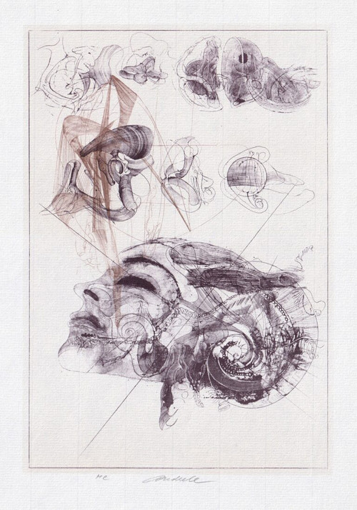 Jiří Anderle – Kolem hlavy VI (originál grafika)