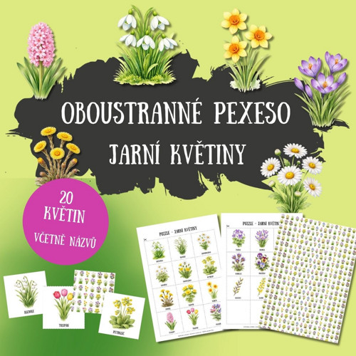 Jarní květiny - oboustranné pexeso (PDF k tisku)