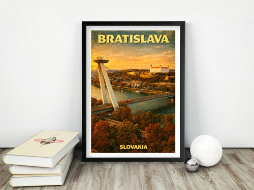 Bratislava - retro, starý, vintage plakát, tisk