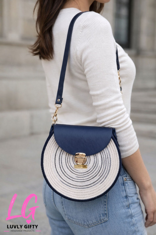 Ručně šitá crossbody kabelka z bavlněné šňůry