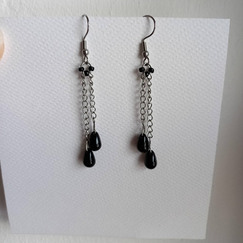 Černá slza - náušnice (Black tear - earrings)