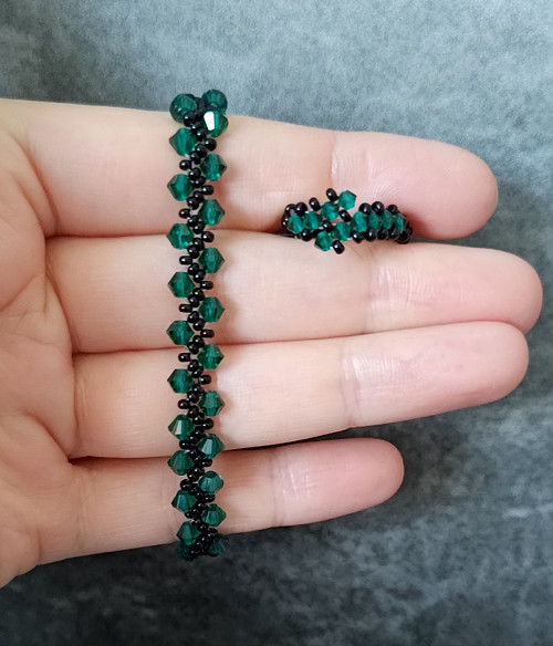 Sada Elegantní náramek v barvě emerald + prsten