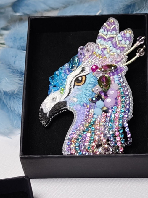 Luxusní ručně vyšívaná brož «Magický Fénix»