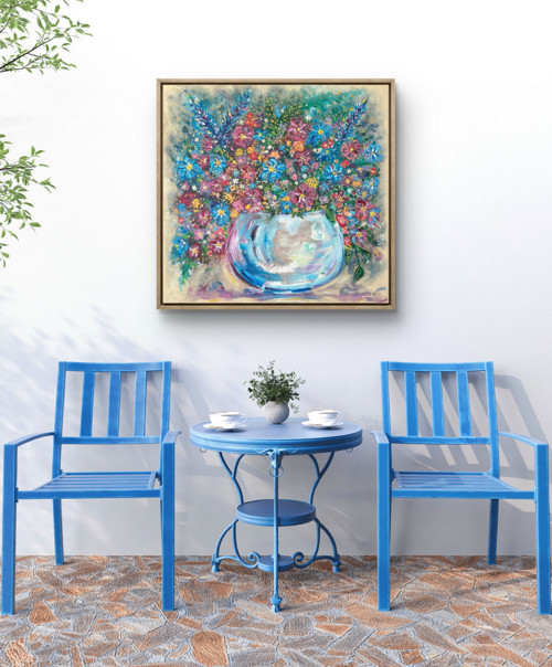 BAREVNÁ KYTICE / 60x60cm