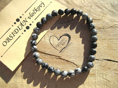 Náramek Obsidián vločkový 6mm