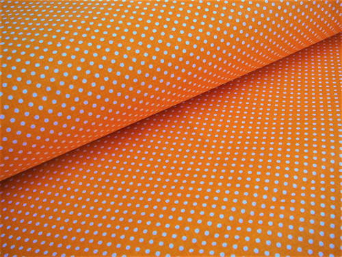 Metráž - puntíček na oranžové - šíře 140cm