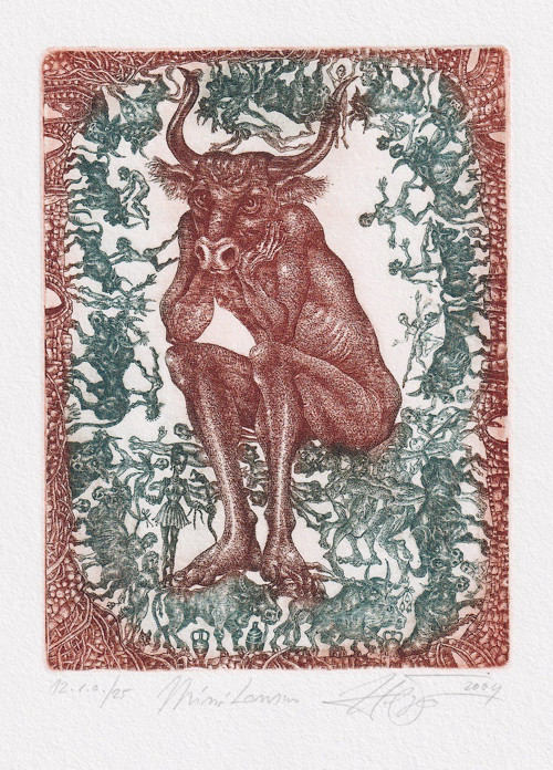 Hana Čápová – Minotaurus (lept – originál grafika)
