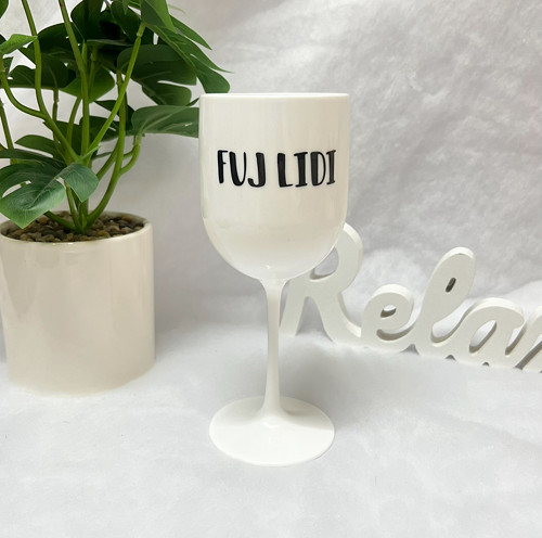 Plastová sklenička “Fuj lidi” bílá