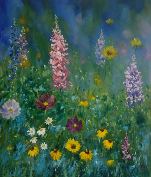 Mezi lupinami, olej 60x50 cm