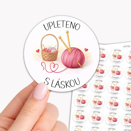 Samolepky Upleteno s láskou 3 cm / 4 cm