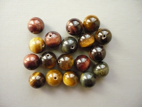 Vrt. korálek - tygří oko multicolor 12 mm, 1 ks