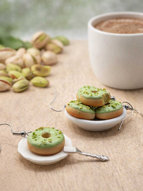 Náušnice Donuty pistáciové