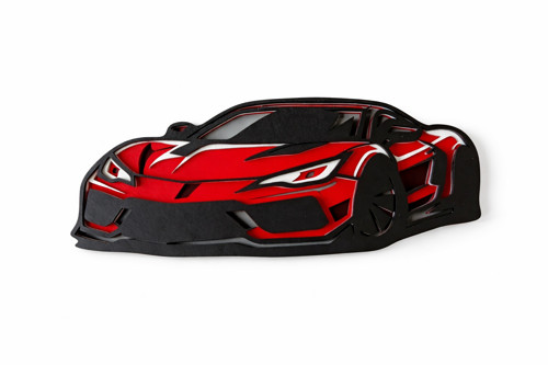 Svítící dřevěná dekorace na zeď – Sportovní auto