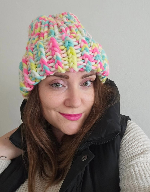 Čepice z peruánské vlny - neon marshmallow