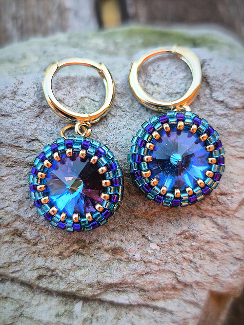 Luxusní náušnice se Swarovski kameny, modré