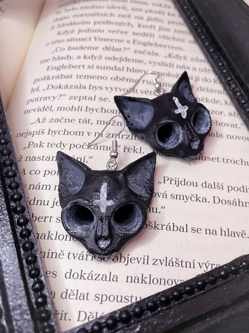 Náušnice Occult satanic cat