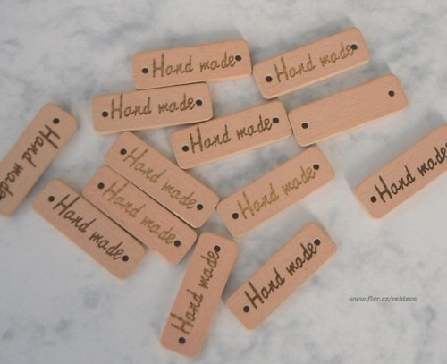 Štítek hand made dřevěný podlouhlý 4 ks