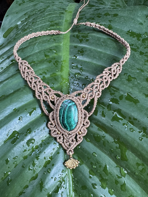 Boho Malachit chryzokol náhrdelník — foto 1