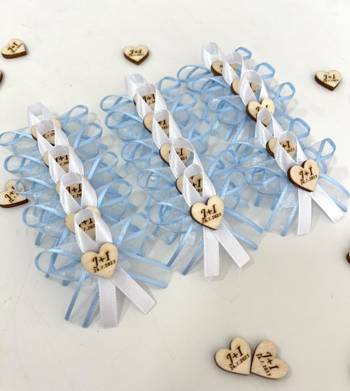 Svatební vývazek Blue elegance s iniciály