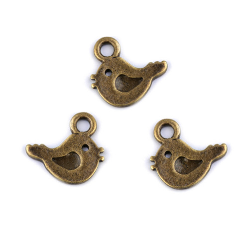 Ptáček s křídlem bronz 11mm, 2/10ks