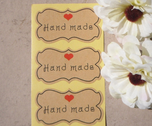 Samolepky hand made podlouhlé 8 ks béžové