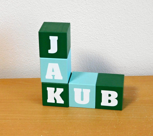 Dřevěné kostky se jménem mint zelené