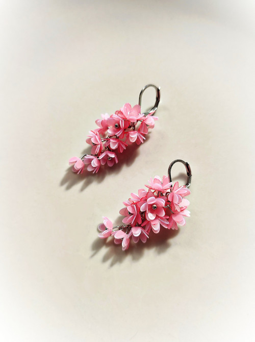 Květinové náušnice, třešeň SAKURA, zavírací