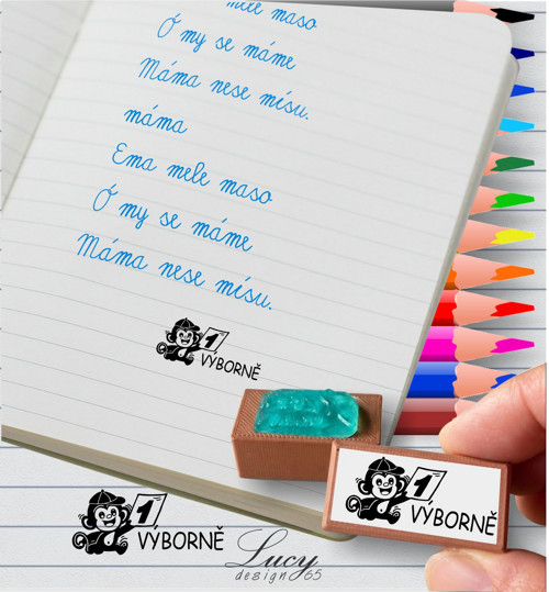 Školní textové razítko Výborně