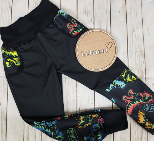 Letní softshell kalhoty černá/dino