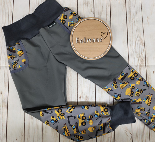 Letní softshell kalhoty šedá/bagry