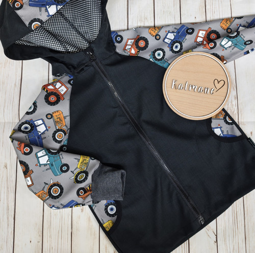 Softshellová jarní/podzimní bunda černá/traktor — foto 1
