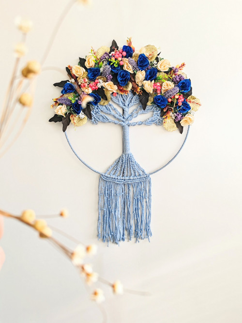Macrame Strom života - Modrá vášeň