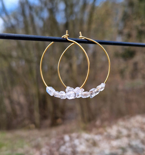 Diamant Herkimer*velké kruhy*zlatá ocel