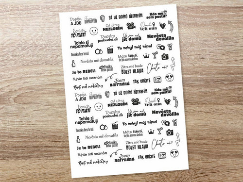 Samolepky do fotoknihy – vtipné (A4, bílá, 80 ks)