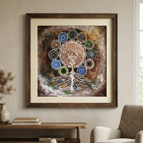 Strom života v kruhu mandal – Originální 50x50