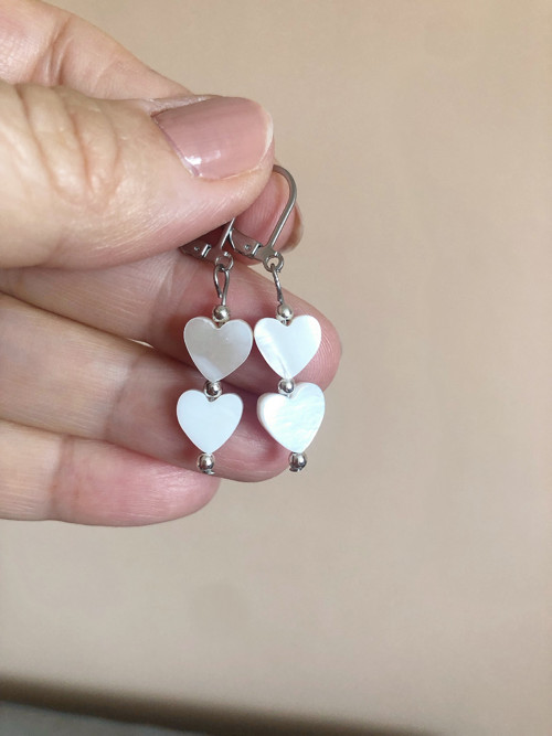 Náušnice, nerez. ocel, perleť