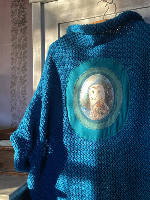 "Soví tajemství", zavinovací svetrový cardigan