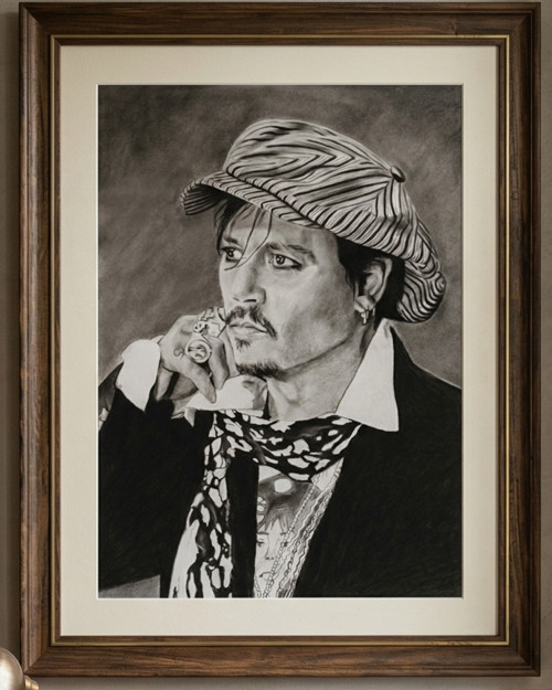 Portrét Johnny Depp (A2) - Ruční kresba