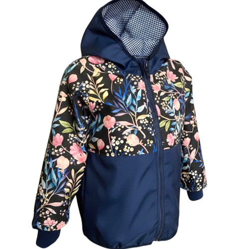 Softshell bunda dětská Květy modrá JARO