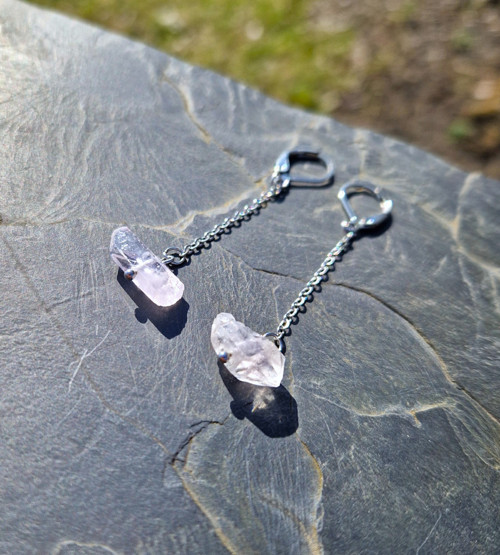 Diamant Herkimer purple*řetízkové*ocel*náušnice