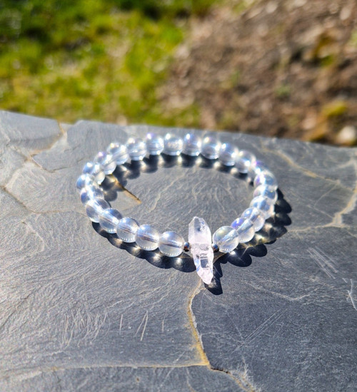 Diamant Herkimer purple*křišťál aqua aura*náramek