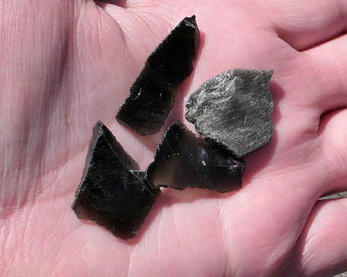 Surový obsidián stříbrný - sada V3674 — foto 1