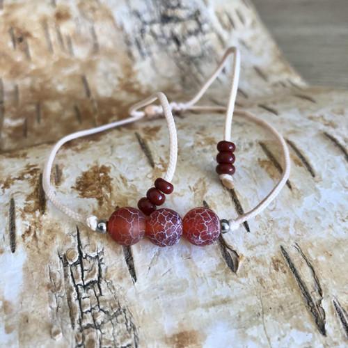 Shamballa Náramek Krémový - Dračí Achát Červený