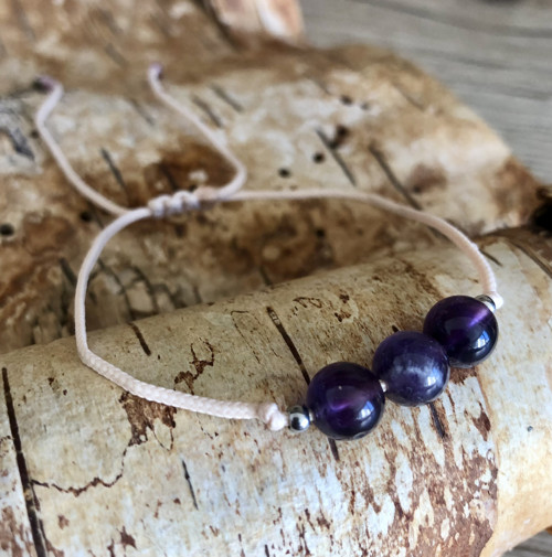 Shamballa Náramek Krémový - Ametyst