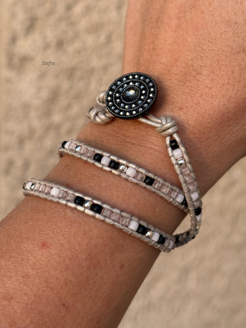 Silver chic - kožený wrap náramek