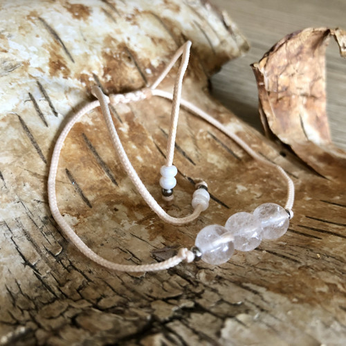 Shamballa Náramek Krémový - Křišťál