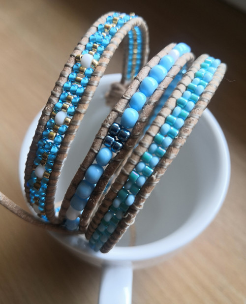 Náramek Wrap Bracelet v hnědé kůži, blankyt