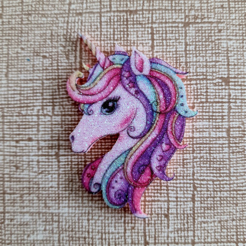 Sada 10 ks třpytivé UNICORN 55x40 mm (duhová)