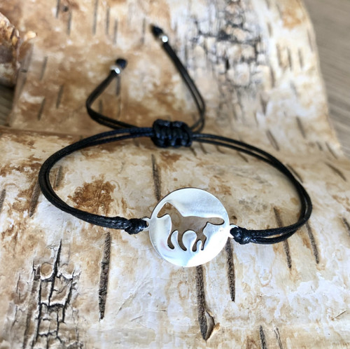 Černý Shamballa Náramek Kůň - Ocelový