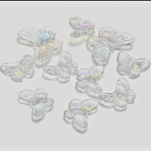 Sada 10 ks duhový MOTÝLEK 4x3 cm (bílý) 9